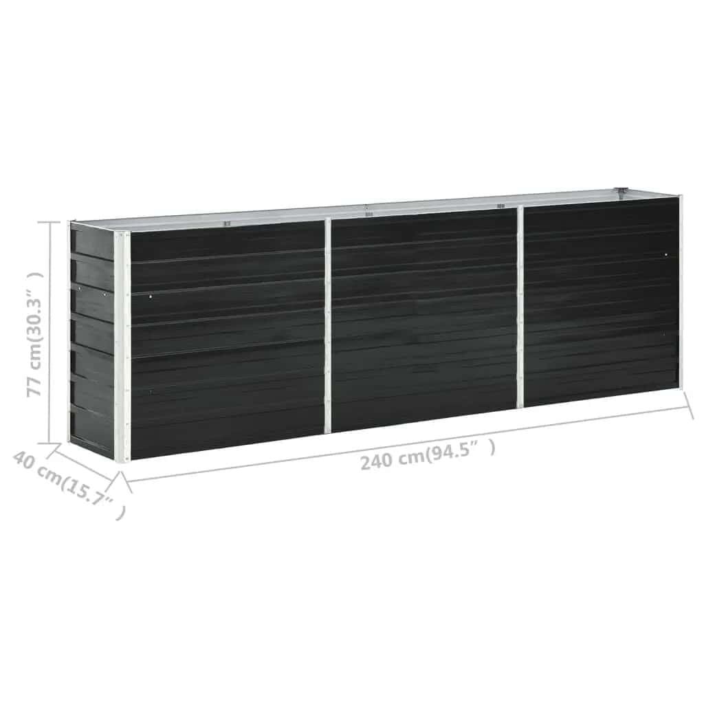 Jardinière surélevée en acier 240cm - Anthracite - Jusqu'à 34% de remise