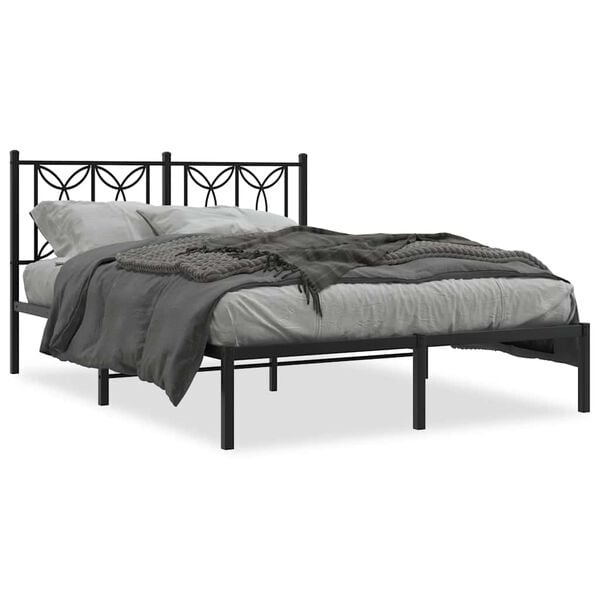 Lit métal noir 135x190 cm - Design intemporel - Jusqu'à -35%