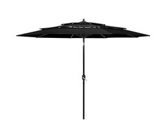 Parasol 3 niveaux en aluminium 3 m noir - Jusqu'à 34% de réduction