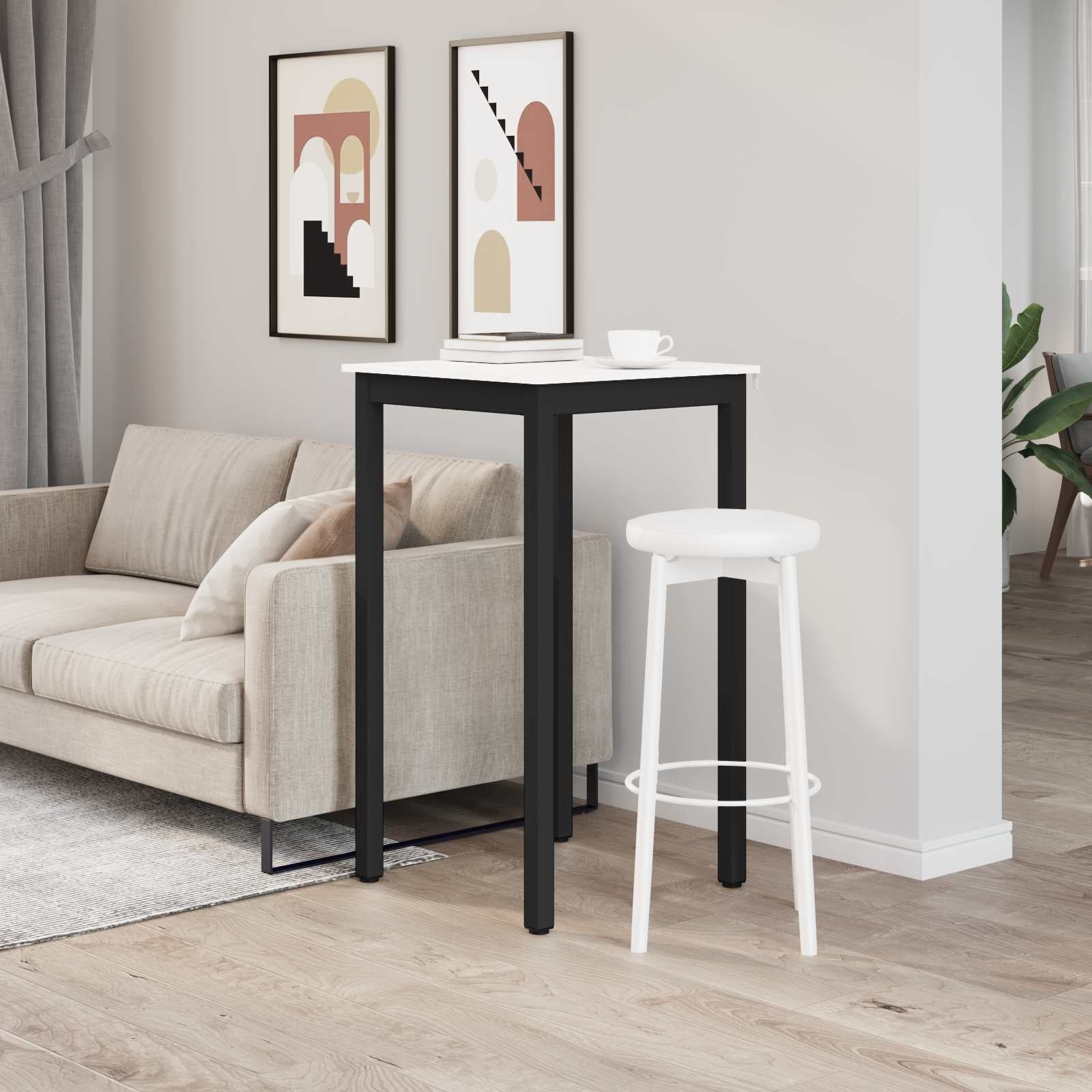 Table de bar en pin massif blanc - 60x60 cm - Jusqu'à 34% de remise