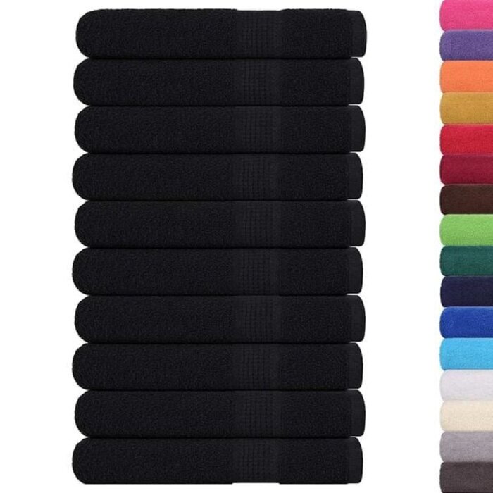 Lot de 10 grandes serviettes 100x200 cm coton noir - Jusqu'à 35% de remise