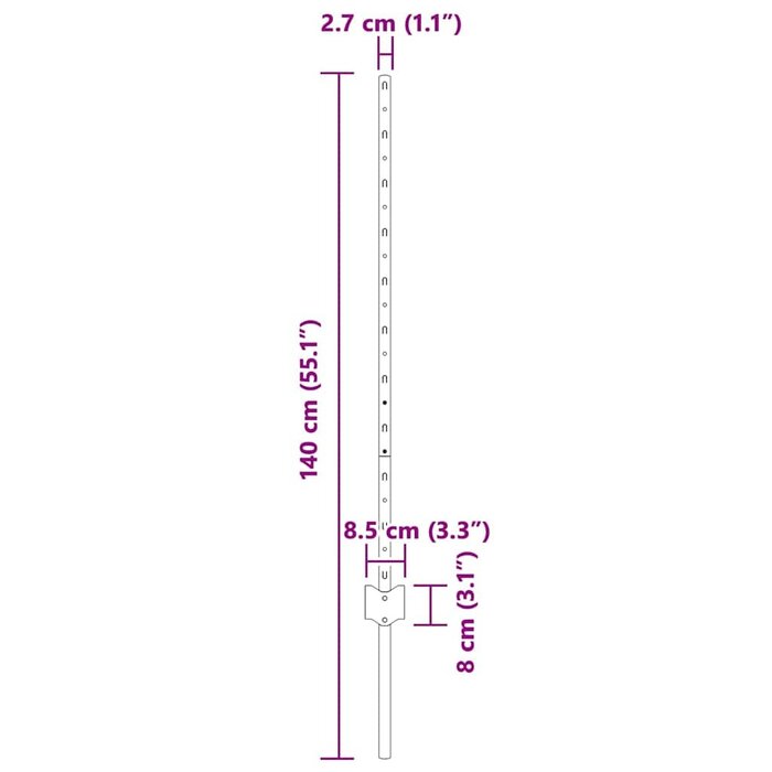 Lot de 22 Poteaux de clôture en U Gris - 100 cm - Jusqu'à -34%