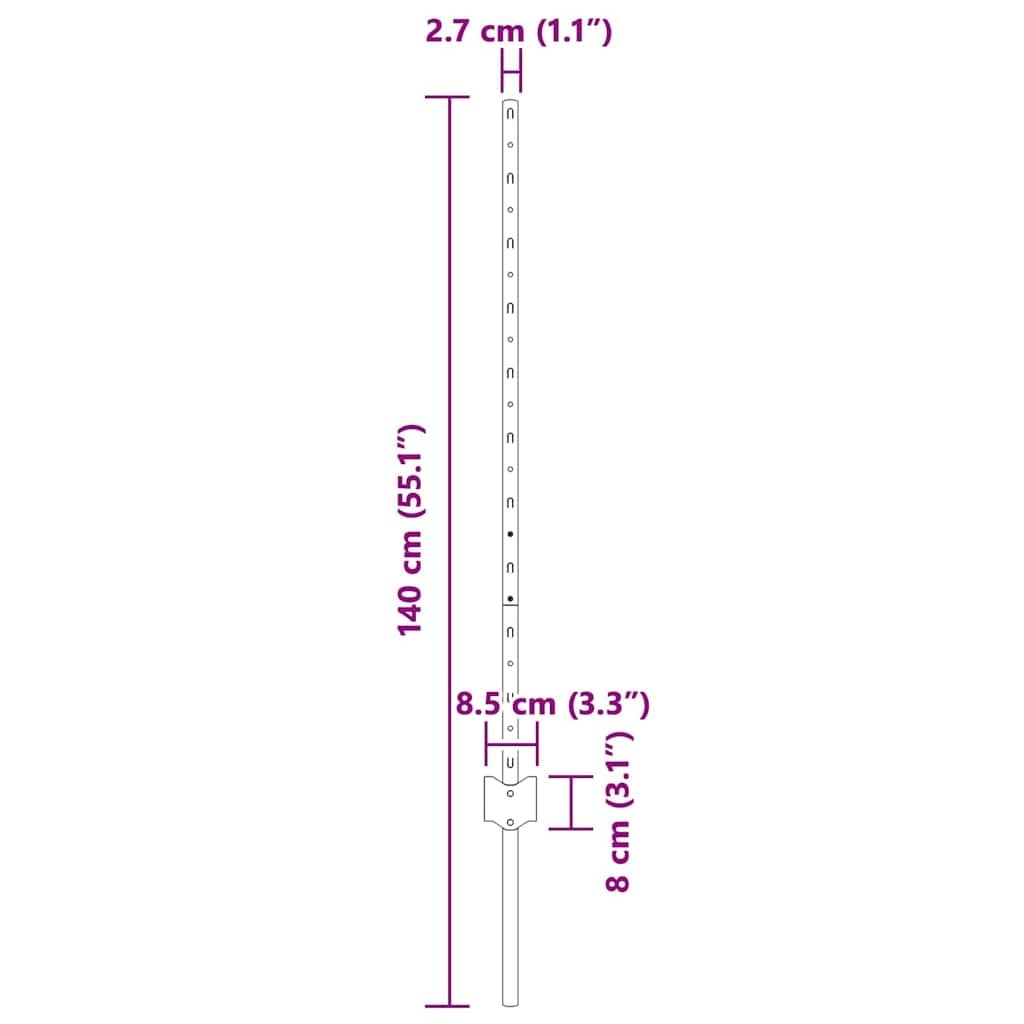 Lot de 22 Poteaux de clôture en U Gris - 100 cm - Jusqu'à -34%
