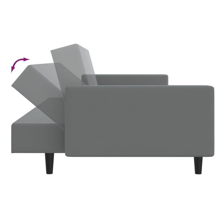 Canapé-lit 2 places en velours gris clair - Jusqu'à 35% de remise