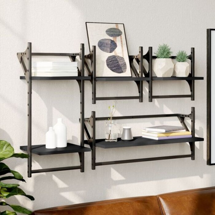 Set de 4 étagères murales modulables - Noir - Jusqu'à -32%