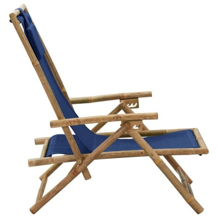 Fauteuil relax inclinable en bambou bleu marine - Jusqu'à 32% de remise
