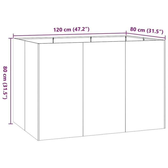 Jardinière surélevée 120x80x80 cm Acier Anthracite - Jusqu'à -35%