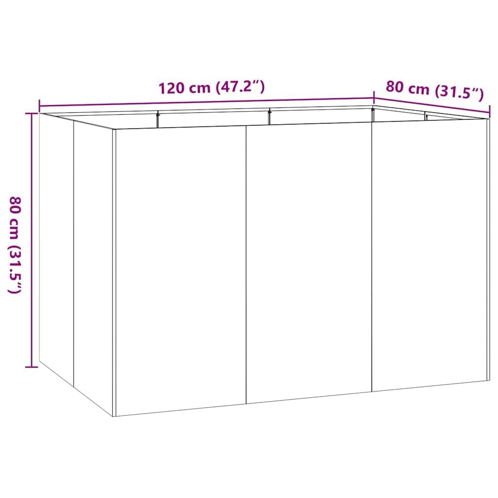 Jardinière surélevée 120x80x80 cm Acier Anthracite - Jusqu'à -35%