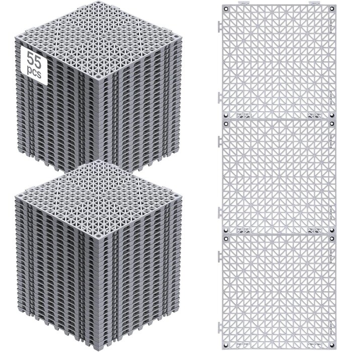 Lot de 55 Dalles de Drainage 30x30 cm - Gris - Jusqu'à -30%