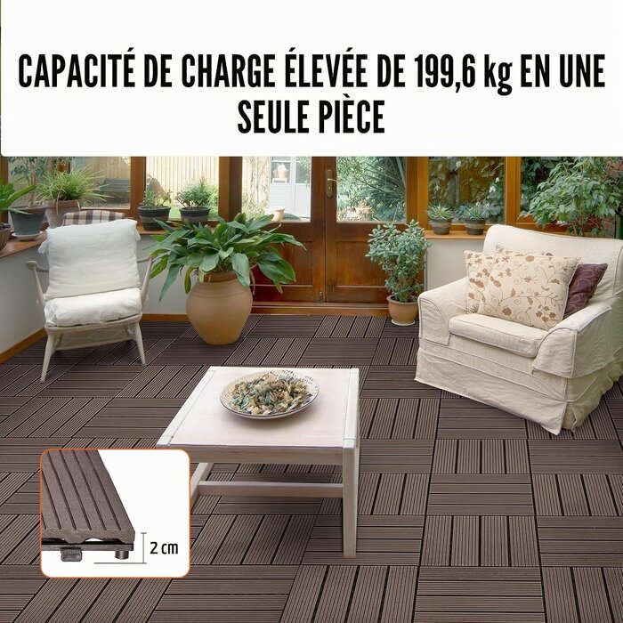 Lot de 27 dalles de terrasse en bois composite - Marron - Jusqu'à -35%