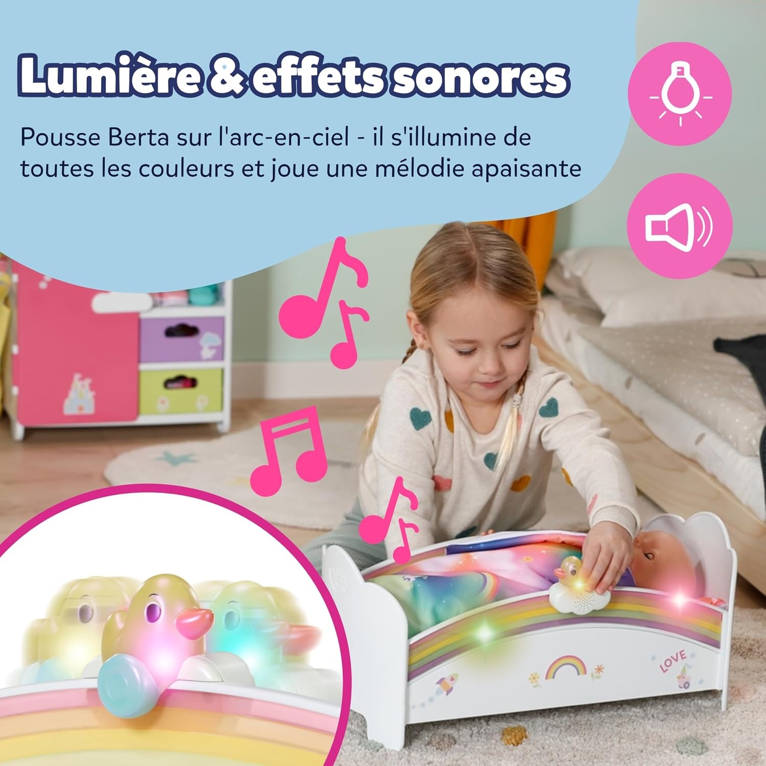 Lit pour poupée lumineux et musical - Jusqu'à 33% de réduction