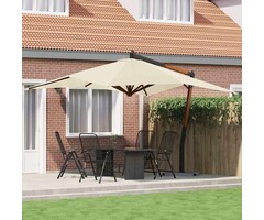 Parasol déporté bois 400x300 cm sable - Jusqu'à -35% sur nos modèles outlet