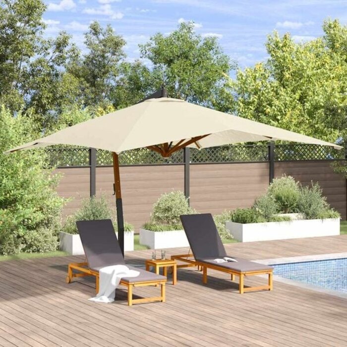 Parasol déporté bois 400x300 cm sable - Jusqu'à -35% sur nos modèles outlet