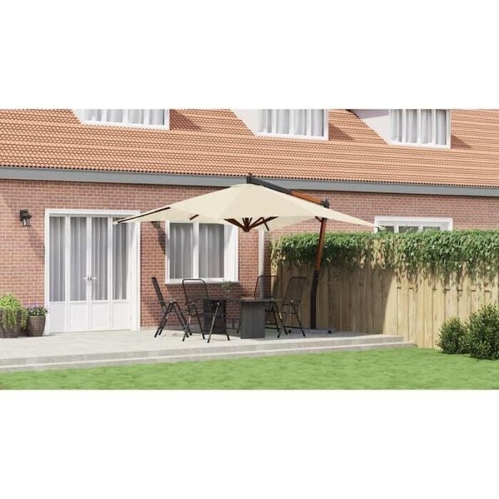 Parasol déporté bois 400x300 cm sable - Jusqu'à -35% sur nos modèles outlet