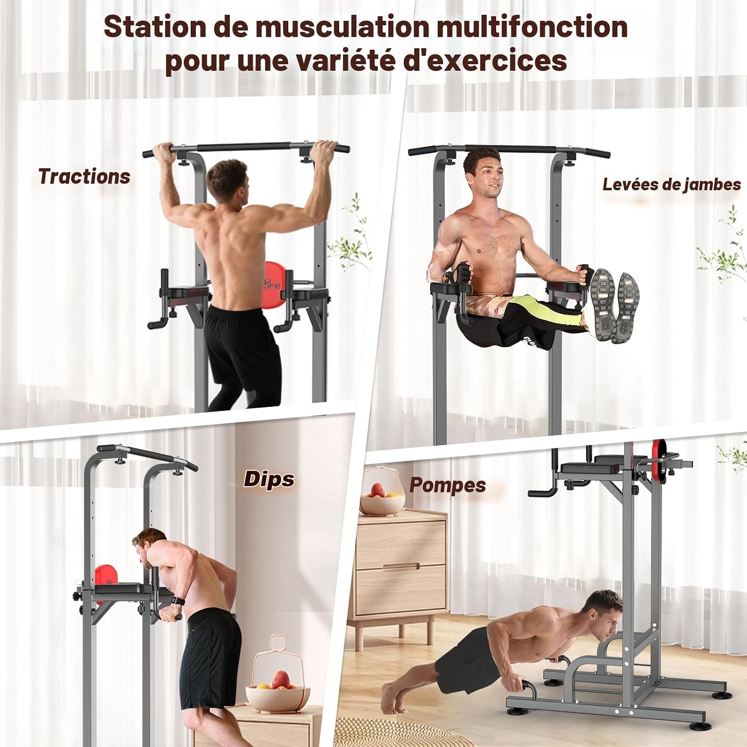 Tour de musculation multifonction jusqu'à -35% - Acier robuste - 219 cm