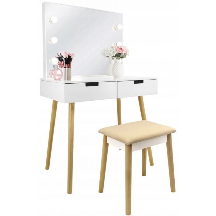 Coiffeuse scandinave avec miroir LED - Jusqu'à 28% de remise
