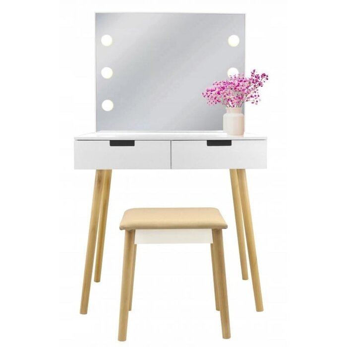 Coiffeuse scandinave avec miroir LED - Jusqu'à 28% de remise