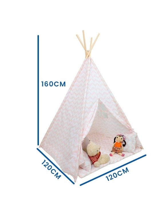 Tipi Enfant Rose Zigzag avec Tapis et Coussins - Jusqu'à 33% de remise
