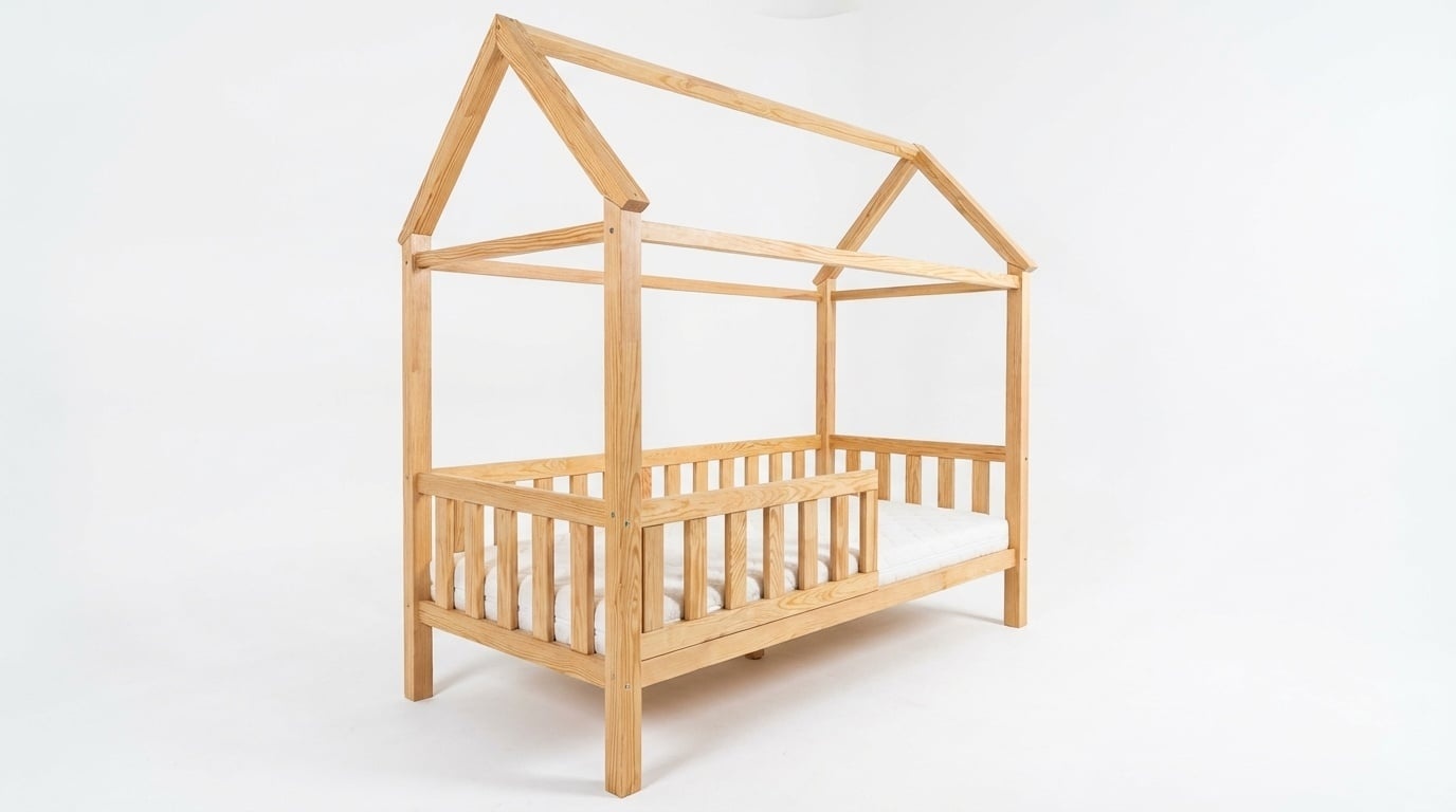 Lit cabane enfant 80x160 cm en pin naturel - Jusqu'à -21%