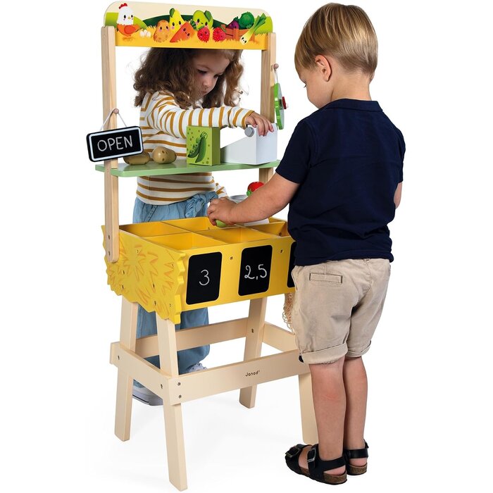 Marché pour enfants en bois FSC - 32 accessoires - Jusqu'à -34%