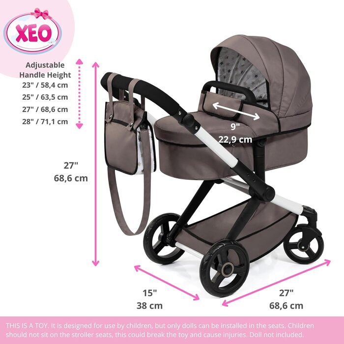 Poussette pour poupée 2-en-1 chic - Couleur Cappuccino - Jusqu'à -34%