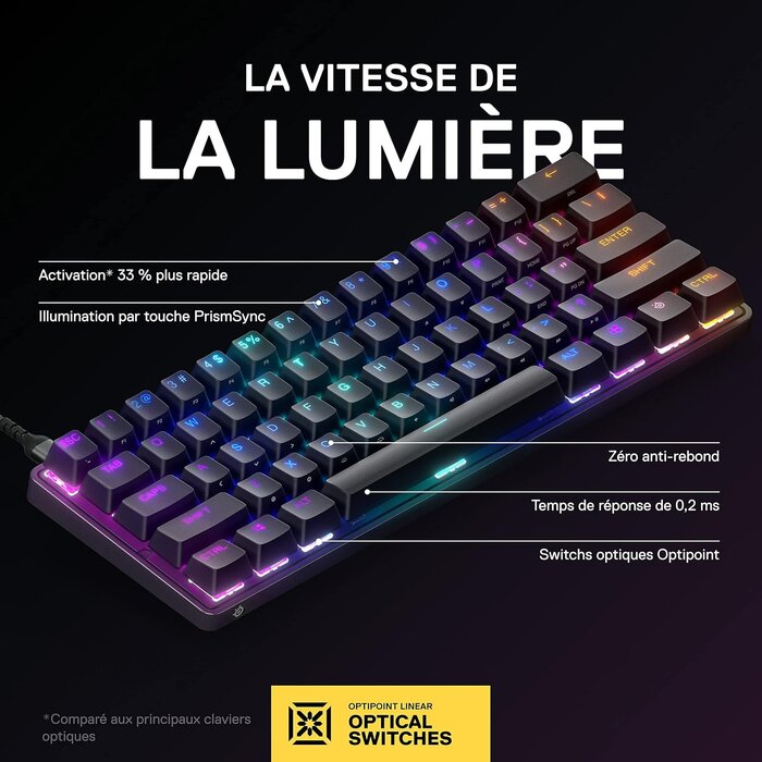Clavier Gaming Mécanique Compact 60% Optique - Jusqu'à -35%