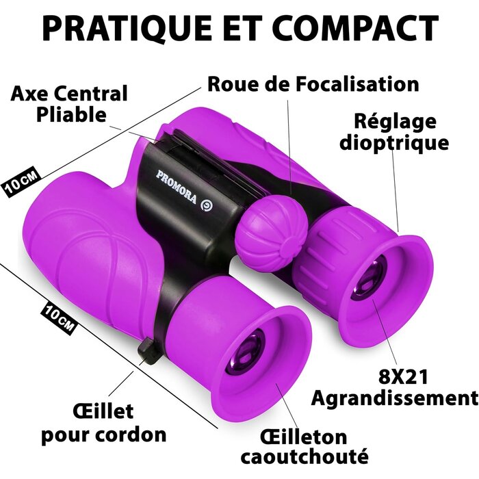 Jumelles pour enfants 8x21 violettes - Kit exploration - Jusqu'à -32%