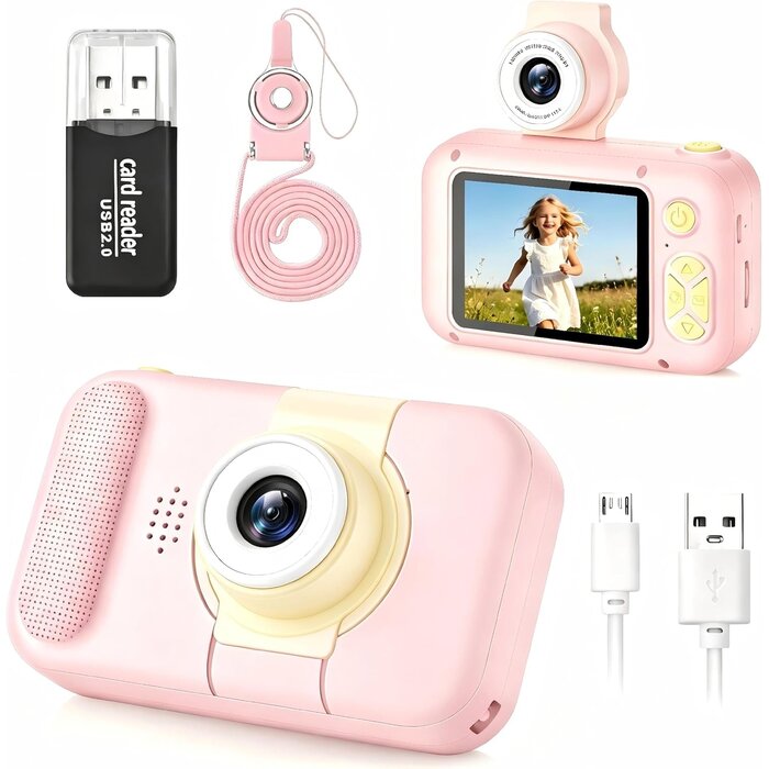 Appareil photo pour enfants rose avec objectif 180° - Jusqu'à 31% de remise