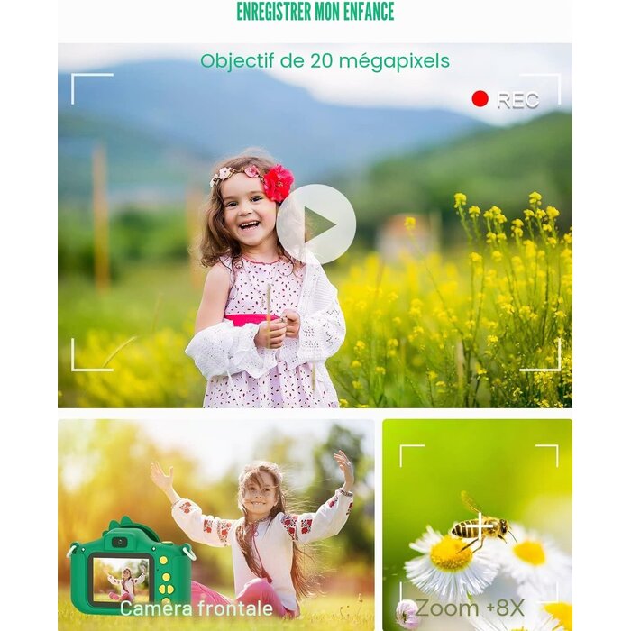 Appareil photo numérique enfant 20MP - Vert - Jusqu'à -31%