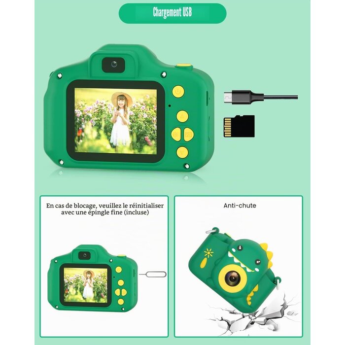 Appareil photo numérique enfant 20MP - Vert - Jusqu'à -31%