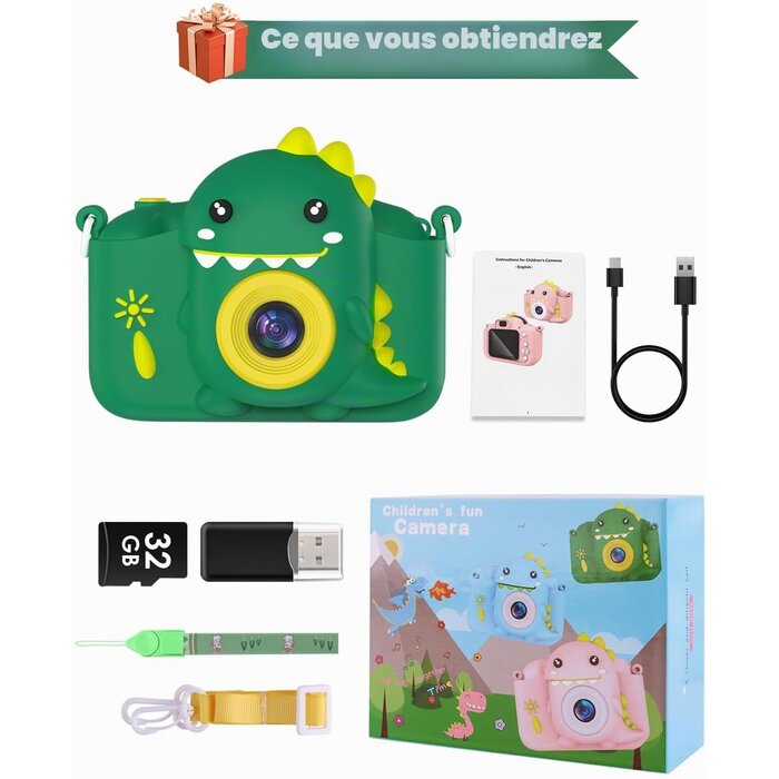 Appareil photo numérique enfant 20MP - Vert - Jusqu'à -31%