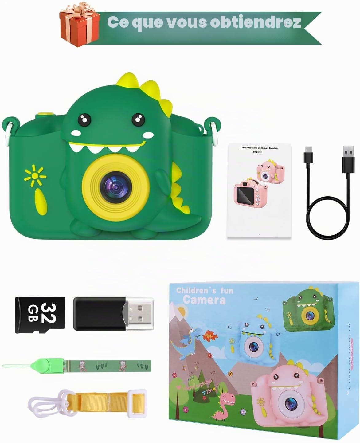 Appareil photo numérique enfant 20MP - Vert - Jusqu'à -31%