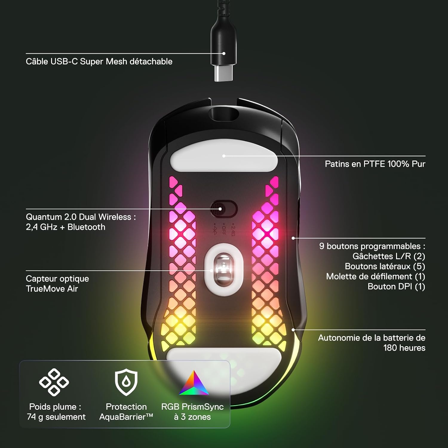Souris Gaming Sans Fil Ultra-Légère 18 000 DPI - Jusqu'à -35%