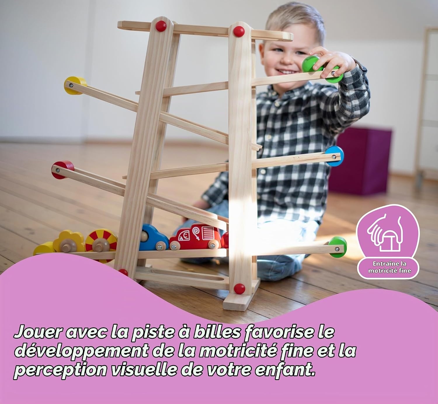 Circuit à billes en bois multicolore - Jusqu'à -33% sur l'outlet