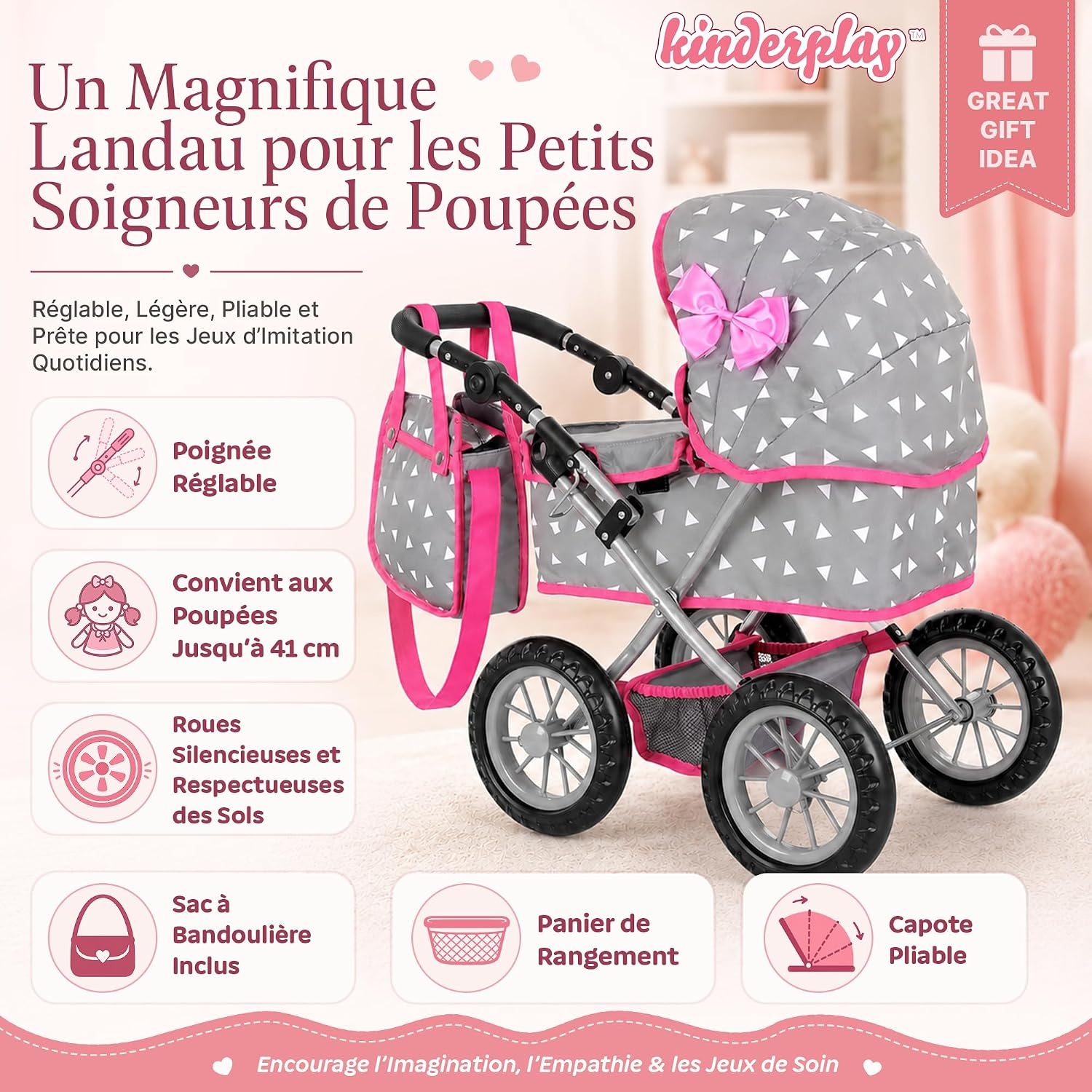 Poussette pour poupée réglable - Gris - Jusqu'à -33% sur l'outlet