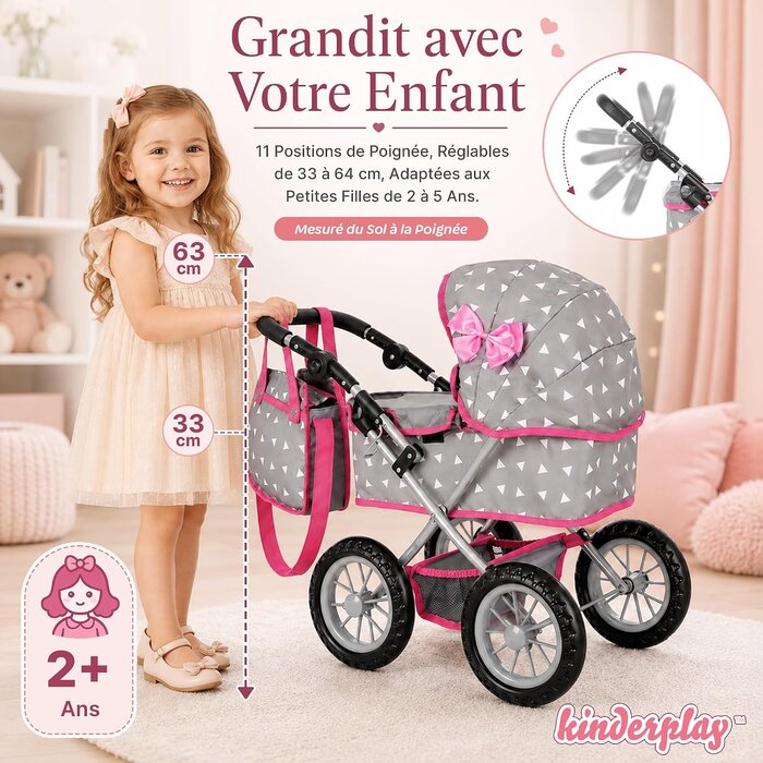 Poussette pour poupée réglable - Gris - Jusqu'à -33% sur l'outlet