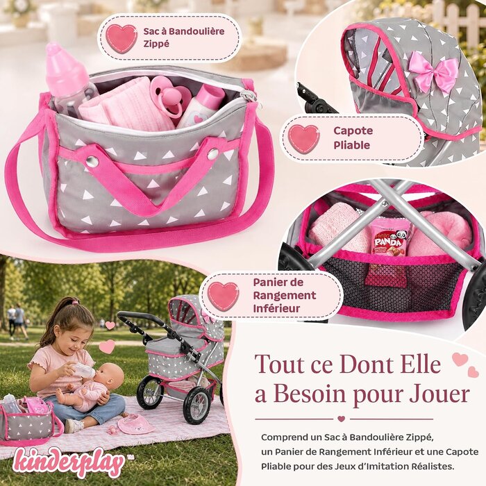 Poussette pour poupée réglable - Gris - Jusqu'à -33% sur l'outlet