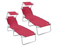 Vidaxl Lot de 2 Bains de Soleil Rouges - Jusqu'à 34% de réduction