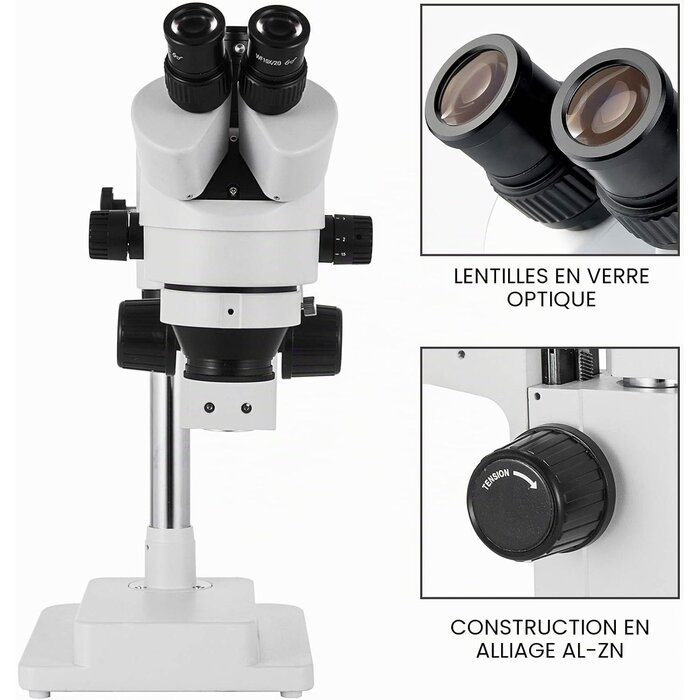 Stéréomicroscope Trinoculaire 3.5X-90X - Support Articulé - Jusqu'à 35% de remise