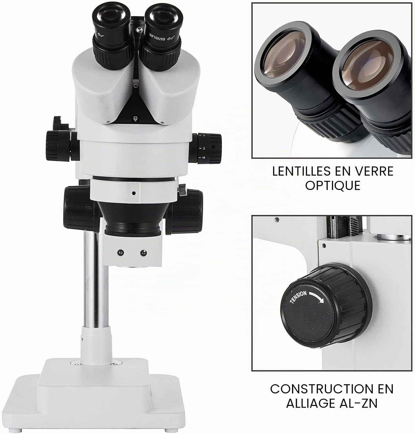 Stéréomicroscope Trinoculaire 3.5X-90X - Support Articulé - Jusqu'à 35% de remise