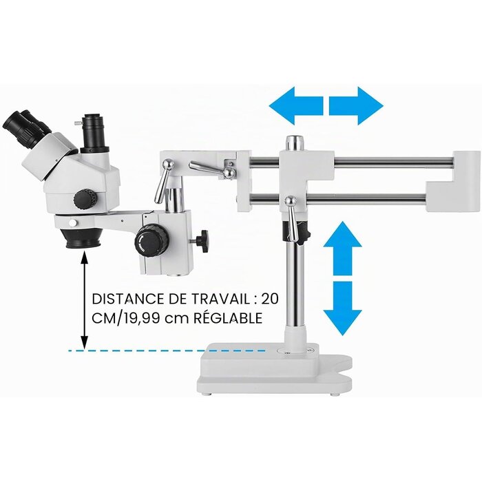Stéréomicroscope Trinoculaire 3.5X-90X - Support Articulé - Jusqu'à 35% de remise