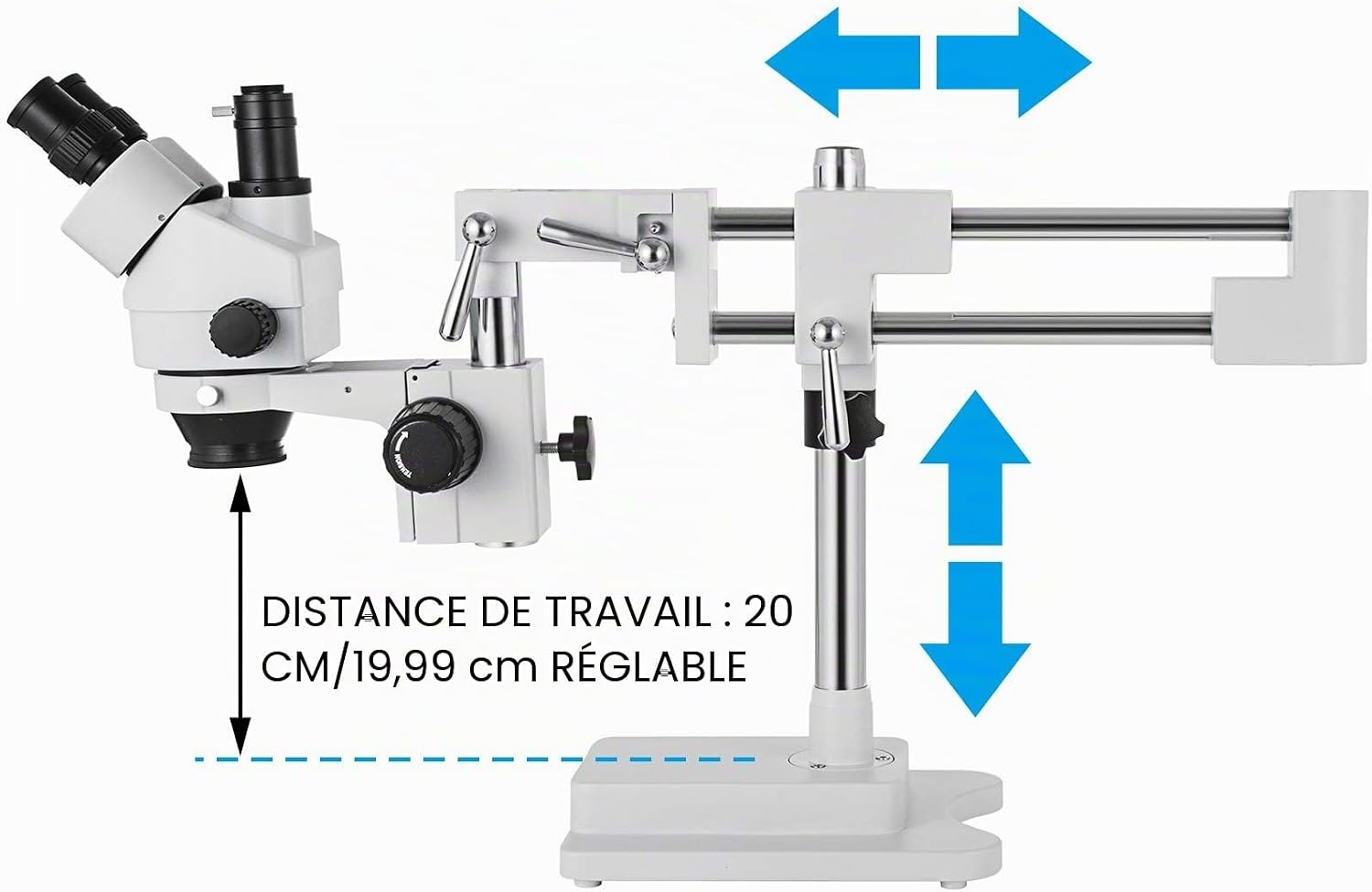 Stéréomicroscope Trinoculaire 3.5X-90X - Support Articulé - Jusqu'à 35% de remise