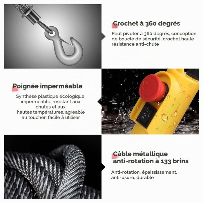 Treuil électrique 400-800 kg - 1450W - Jusqu'à 35% de réduction
