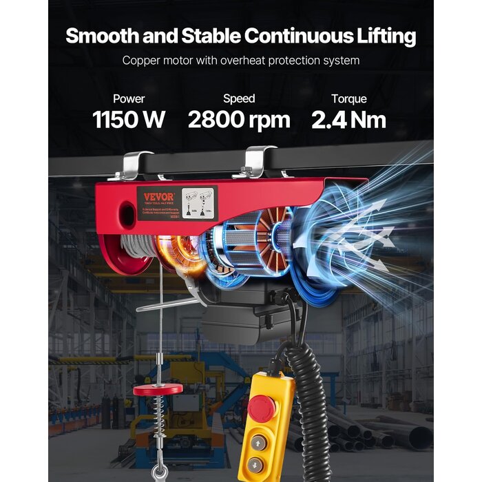 Treuil électrique 1150W - Capacité 600kg - Jusqu'à 35% de remise