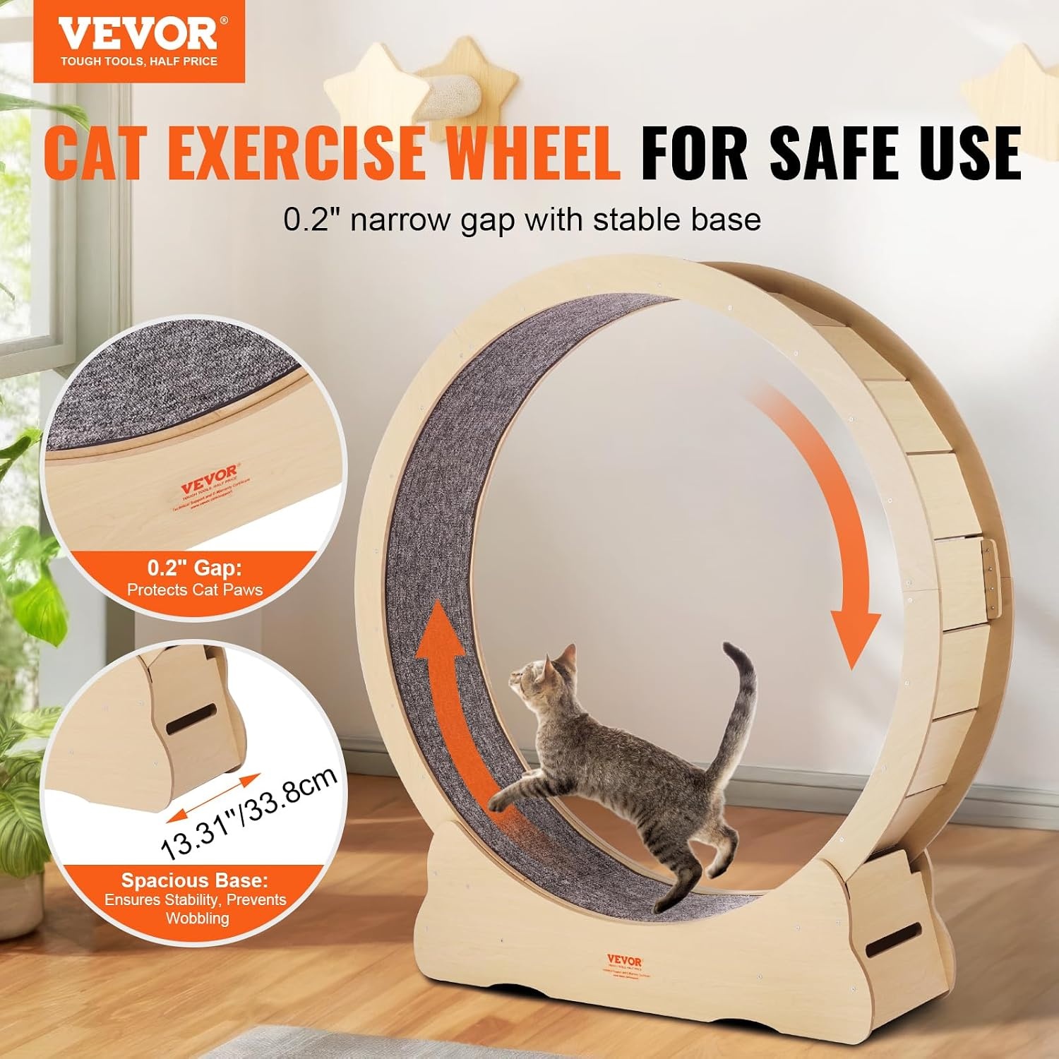 Roue d'exercice pour chat, bois massif 132 cm - Jusqu'à 35 % de remise