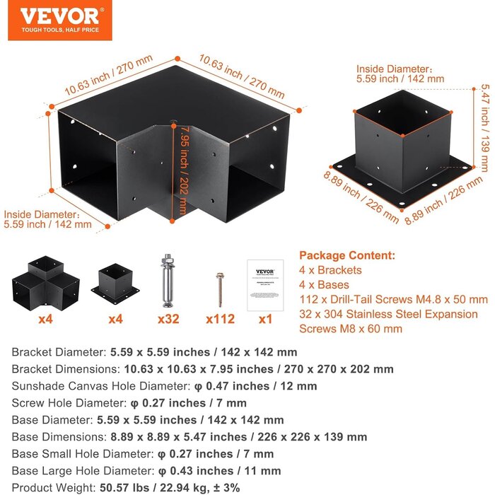 Kit 8 supports de pergola pour poteaux 6x6 po - Jusqu'à -35% sur l'outlet