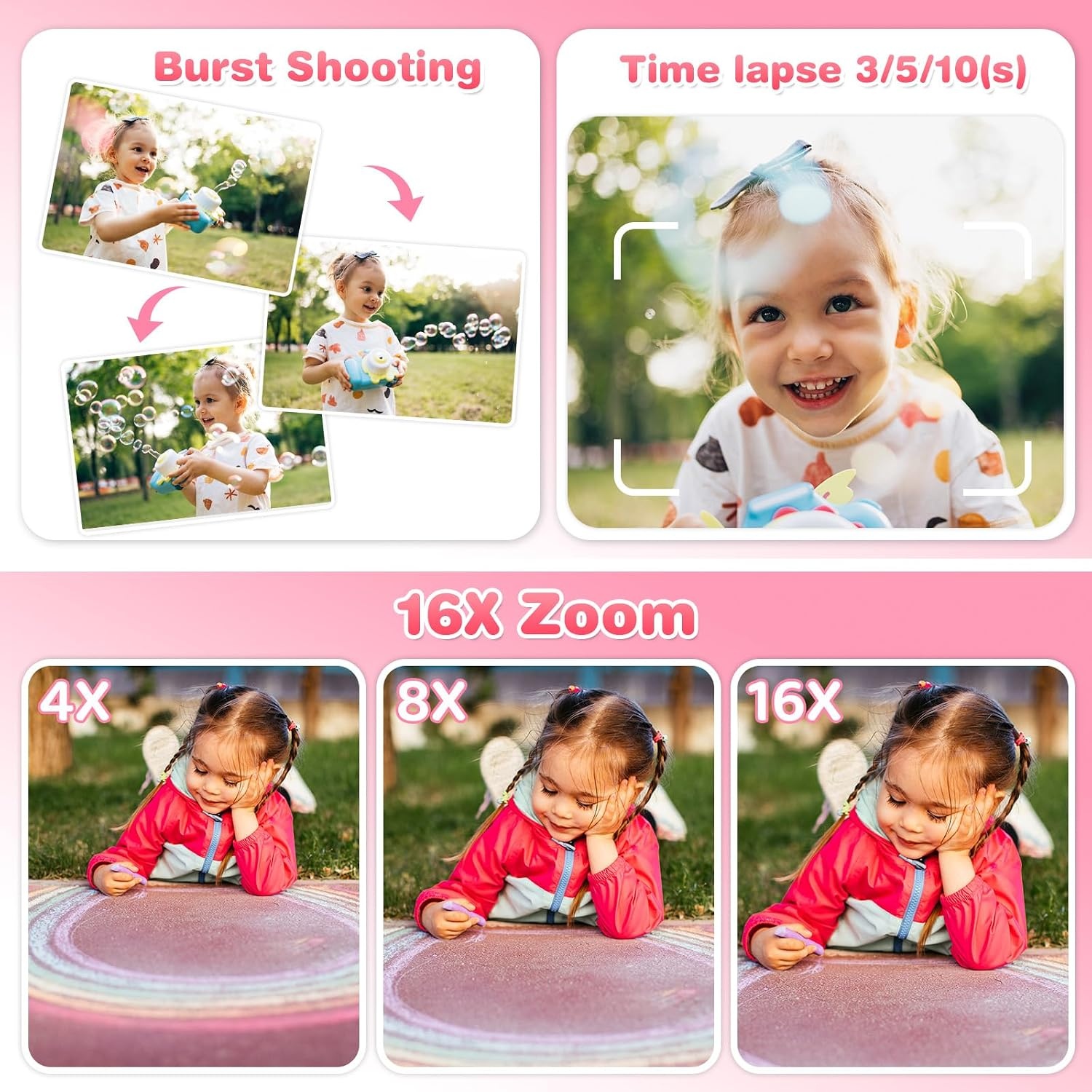 Appareil photo instantané enfant 1080p - Rose - Jusqu'à 33% de remise