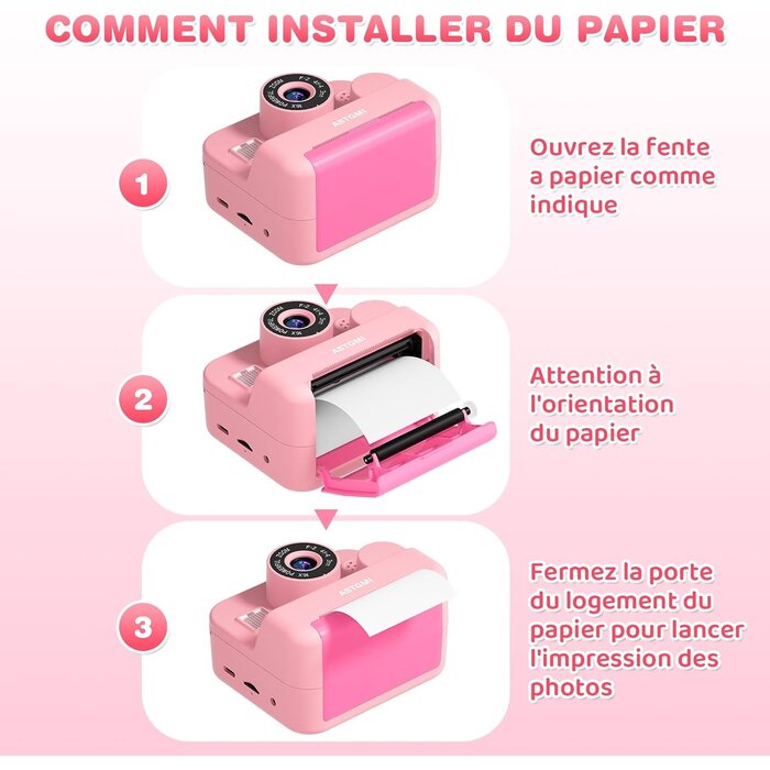 Appareil photo instantané enfant 1080p - Rose - Jusqu'à 33% de remise
