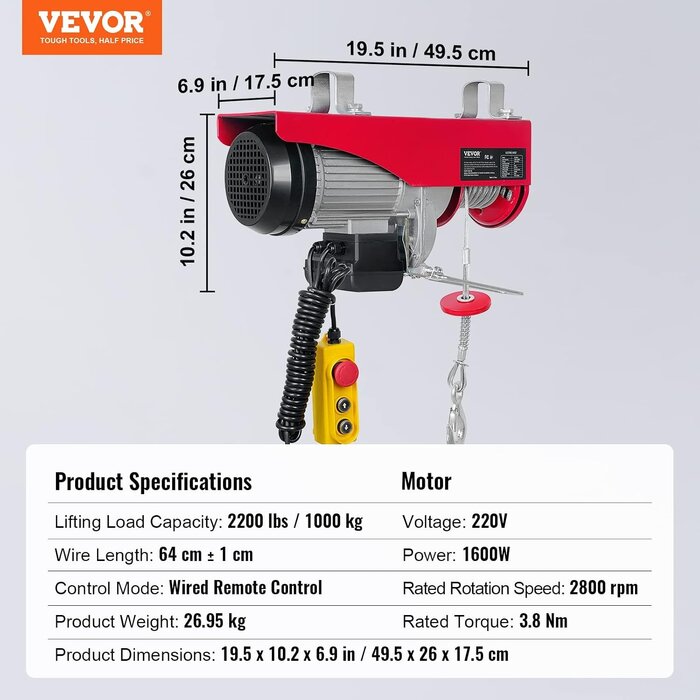 Treuil électrique 1000 kg 1600 W : jusqu'à 35% de remise sur votre levage