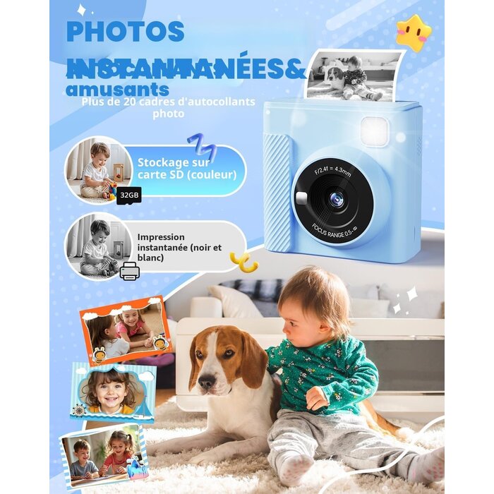 Appareil photo instantané pour enfants - Bleu - Jusqu'à 33% de remise